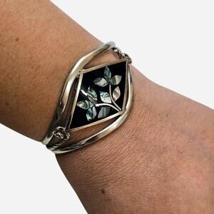 Vintage Mexican Abalone inlay cuff